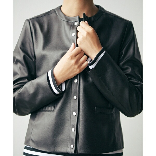 楽天市場】【中村アンさん着用】シープレザーノーカラー ジャケット