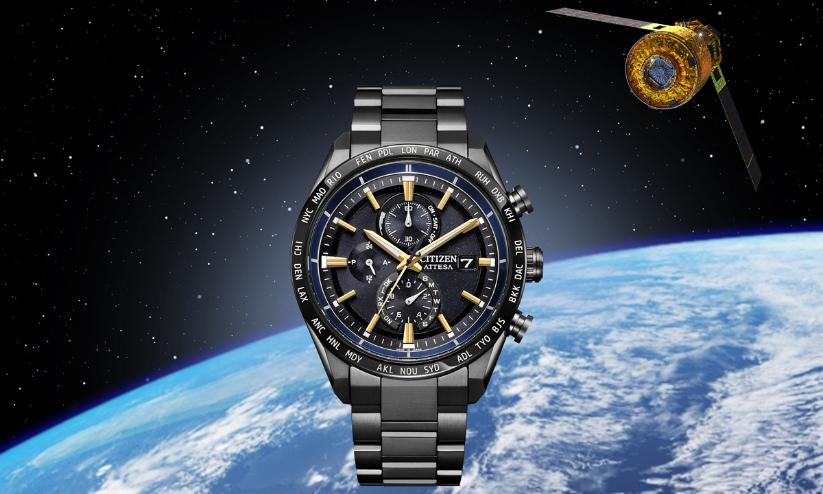 漆黒の宇宙空間を翔けるイエローゴールド色の新型宇宙ステーション補給