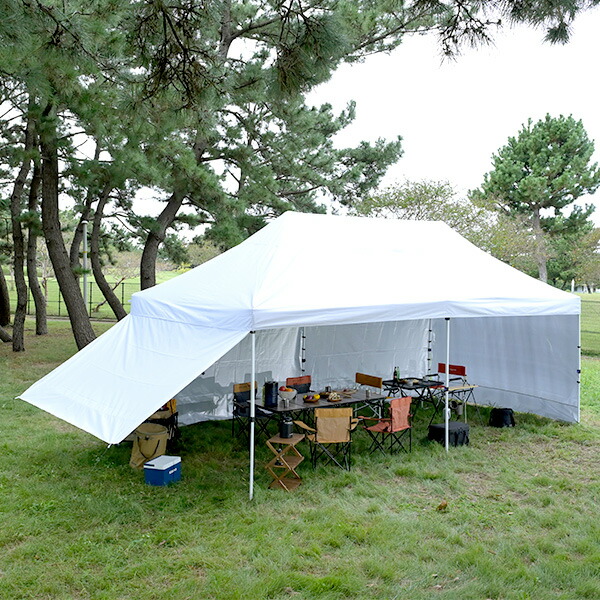 ワンタッチタープテント 3×6m サイドシート4枚付き FRT-600 山善