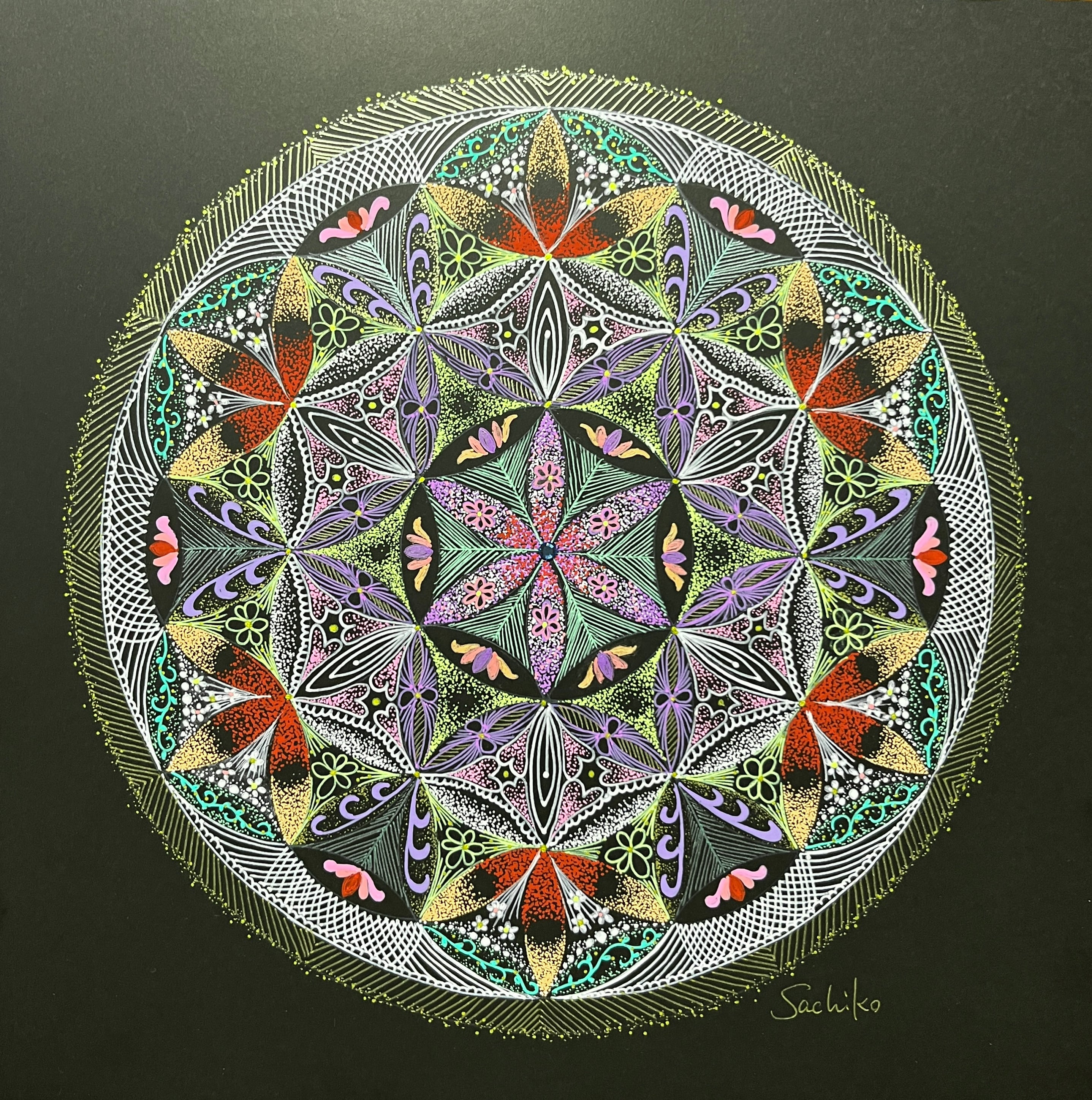 曼荼羅アート＊原画【光】フラワーオブライフ#61 | Sachiko Art