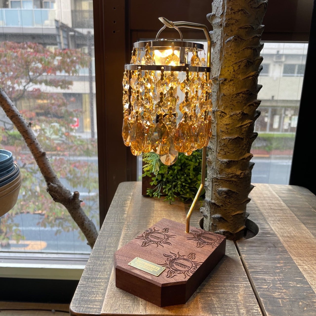 60'sクリスタルシャンデリアシェード ヴィンテージアンバー