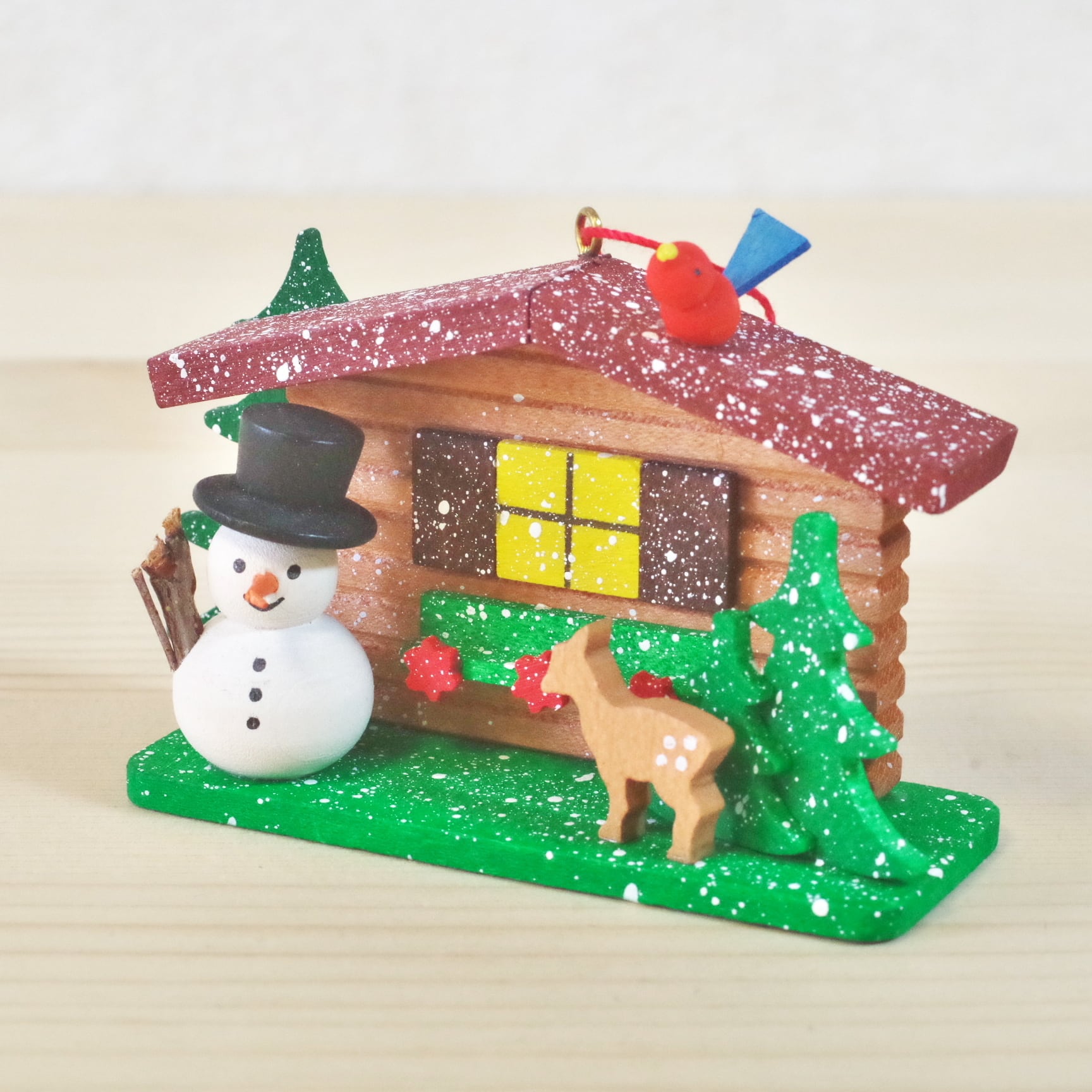 ウルブリヒト オーナメント 山小屋と雪だるま | 木のおもちゃ専門店