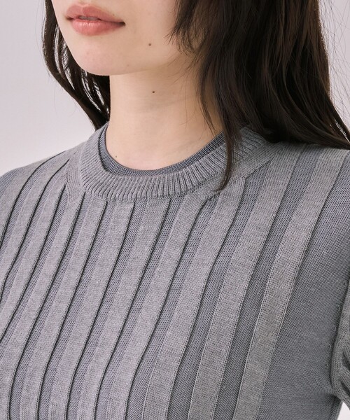 リップルレイヤーニット｜ウォッシャブル/オフィスカジュアル/細見え