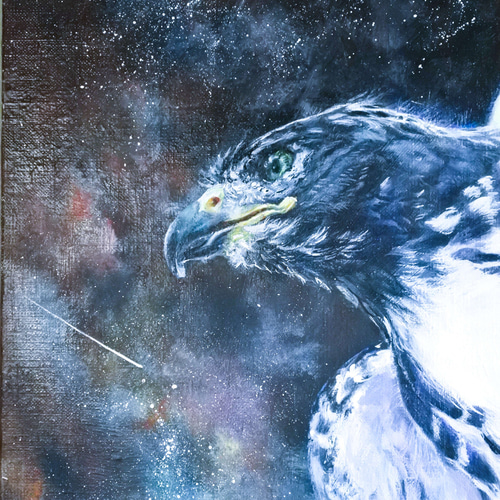 鷹の油絵F10号原画”Fly to the universe” 絵画 mimoza 通販 17957162