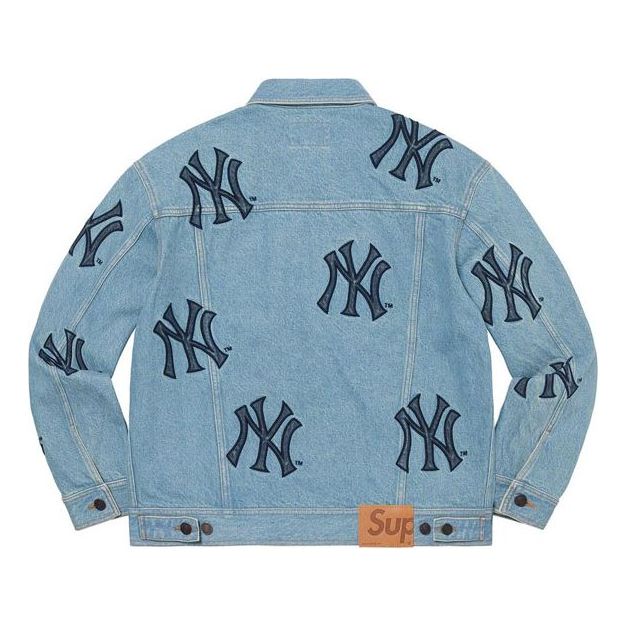 Supreme x New York Yankees Denim Trucker Jacket 'Teal Black' SUP