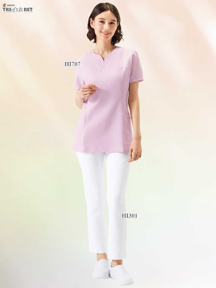 ワコールレディススクラブ半袖[フォーク製品] HI707｜THS-白衣通販・販売