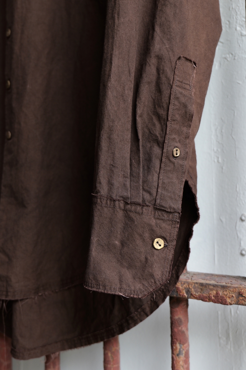 ETS07-ETKACO01_D1. Raw Cut No Collar Shirt. Dyed Dark. Araki Yuu