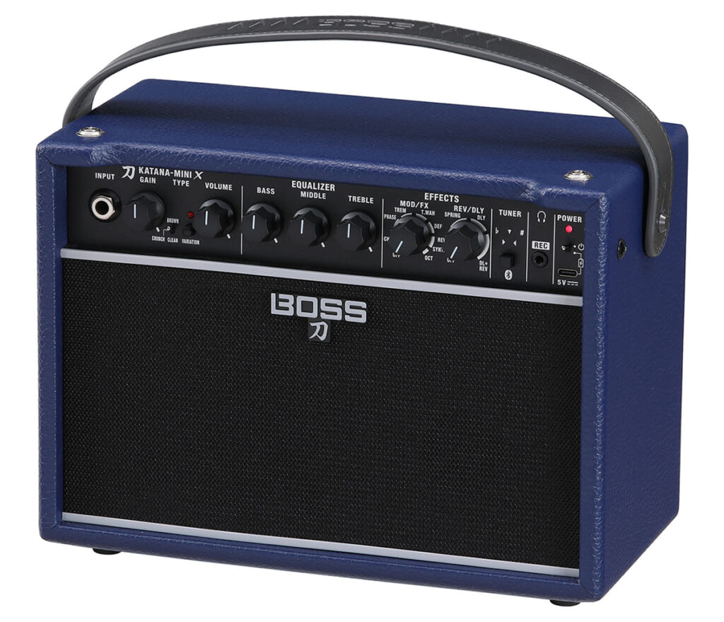 BOSSより、人気のミニ・アンプ“KATANA-MINI X”のディープ・ブルー