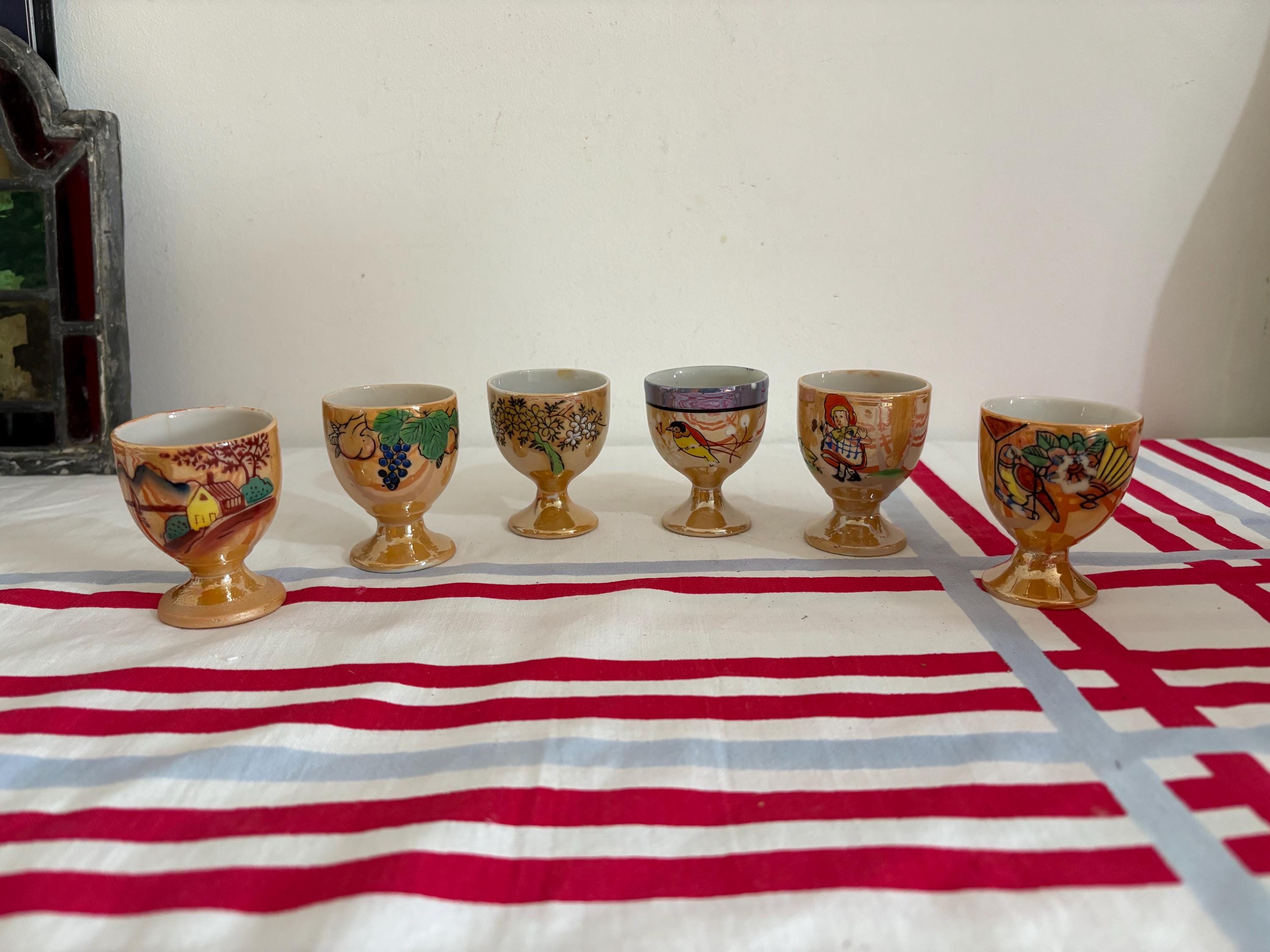 ヴィンテージ ラスターウェア エッグカップ - 日本製 - 6個セット