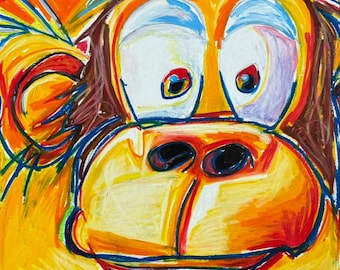 Silly Monkey - Pop Art Prints, Canvas, Poster, Safari Wall Art