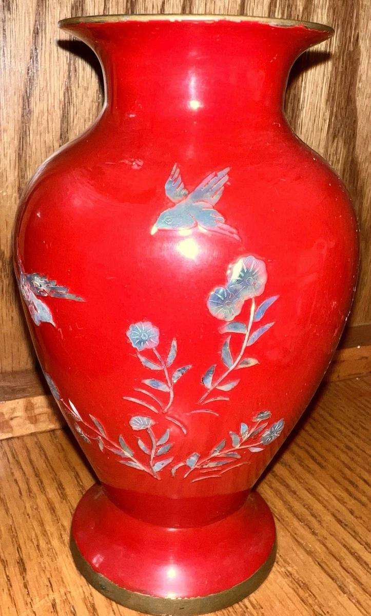 红色黄铜主日本古董花瓶| eBay