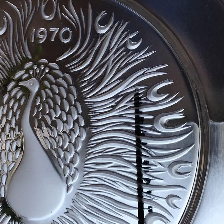 アンティークラリック孔雀クリスタルプレート1970年希少美品