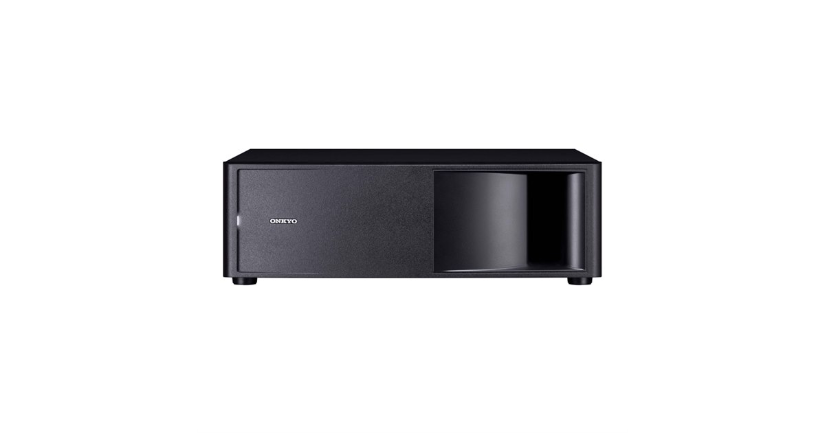 オンキヨー、縦置きと横置きの両方に対応するスリムなサブウーハー
