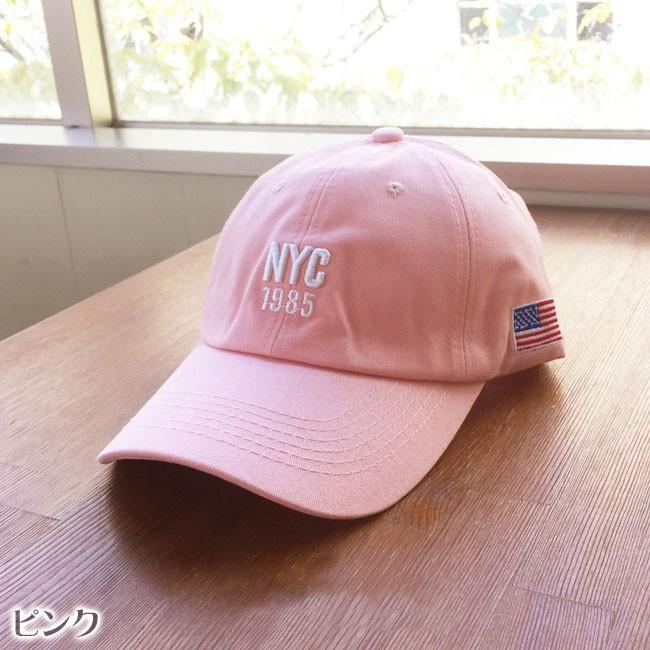 ベースボールキャップ 帽子 刺繍 NYC ロゴ 星条旗 1985 レディース