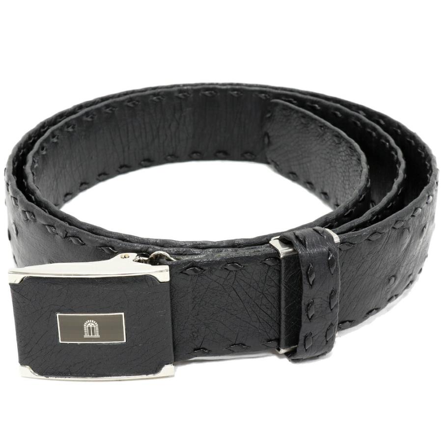 タケオニシダ ベルト オーストリッチ 黒 SSバックル : たかみ質店