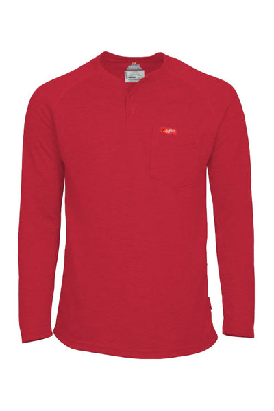 FRT-RHP-RED - Flame-Resistant Raglan Sleeve Henley T-Shirt – 6oz