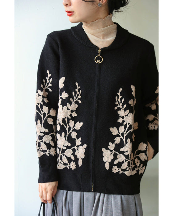 花刺繍咲くジップアップニットブルゾン – ONE PEACE ONLINE