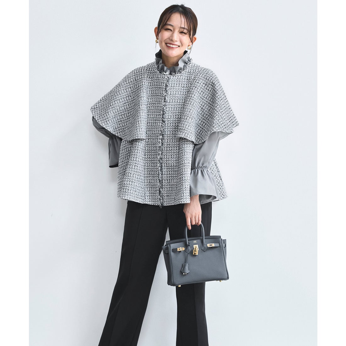 ルイルエブティック RUIRUE BOUTIQUE ツイード ケープ ジャケット