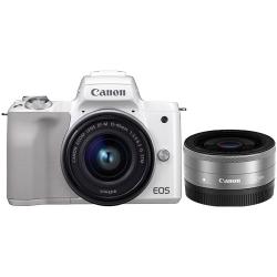 キヤノン EOS Kiss M ダブルズームキット ホワイト | ミラーレス一眼