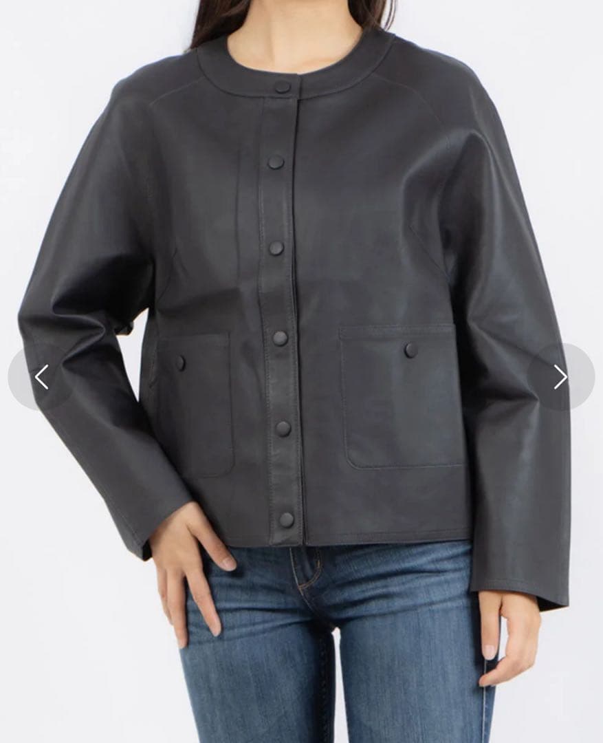 新品未使用 ラムレザーリバーシブルラウンドカラージャケット 元町ゼラール ソフトラムレザー リバーシブル ラウンドカラー