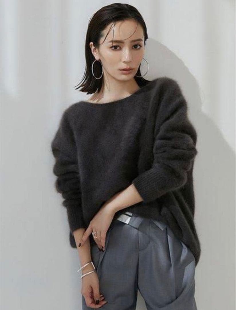 anuans ラクーン　ボートネック　ニットプルオーバー アニュアンス anuans ラクーンフォックスボートネックニットプル