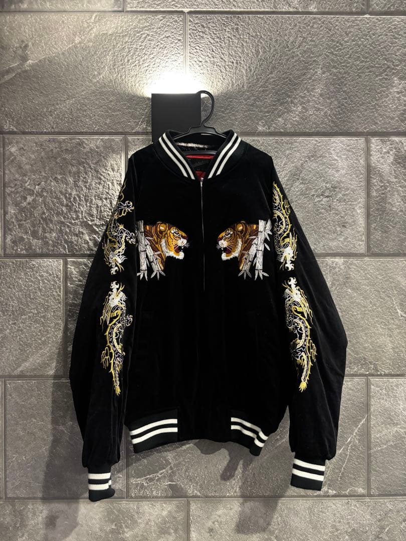 星姫　Hoshihime 別珍　スカジャン Hoshihimeホシヒメ星姫ベロア別珍スカジャン白虎 白龍 白富士 富士山