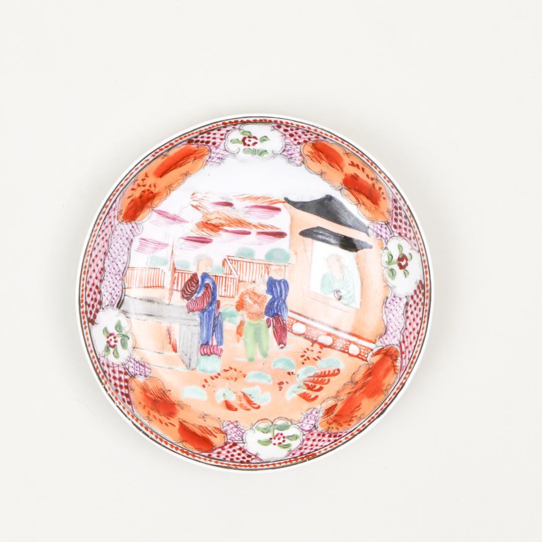 ニューホール 19世紀 イングランド シノワズリ 窓辺の少年 ソーサー プレート ニューホール 少年と蝶絵 ティーボウル＆ソーサー アンティーク 18