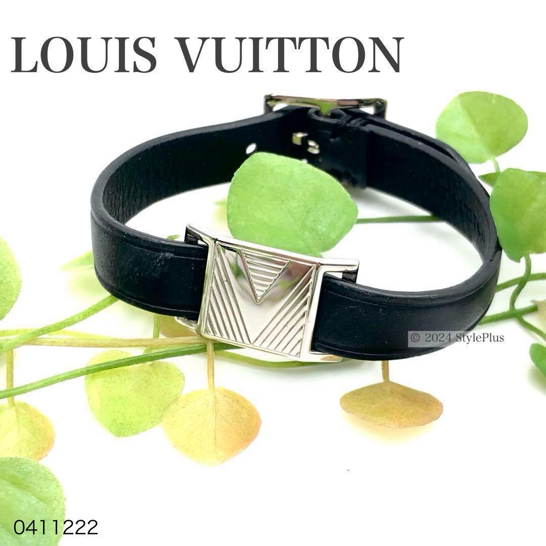LOUIS VUITTON ルイヴィトン ブレスレット バングル レザー 黒 中古・古着通販】LOUIS VUITTON (ルイ ヴィトン) ブレスレット