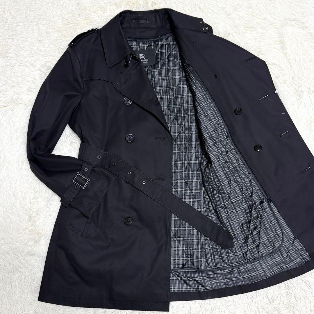 【美品】バーバリーブラックレーベル トレンチコート ライナー キルティング XL バーバリーブラックレーベル トレンチコート キルティングライナー 黒
