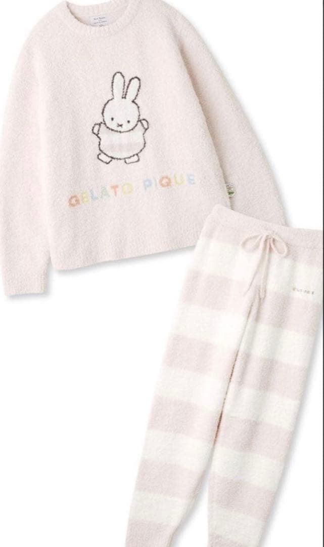 ジェラートピケ　ミッフィー　ベビモコプルオーバー&ロングパンツセット 新品】ジェラートピケ キッズ ベビモコプルオーバー&ロングパンツ