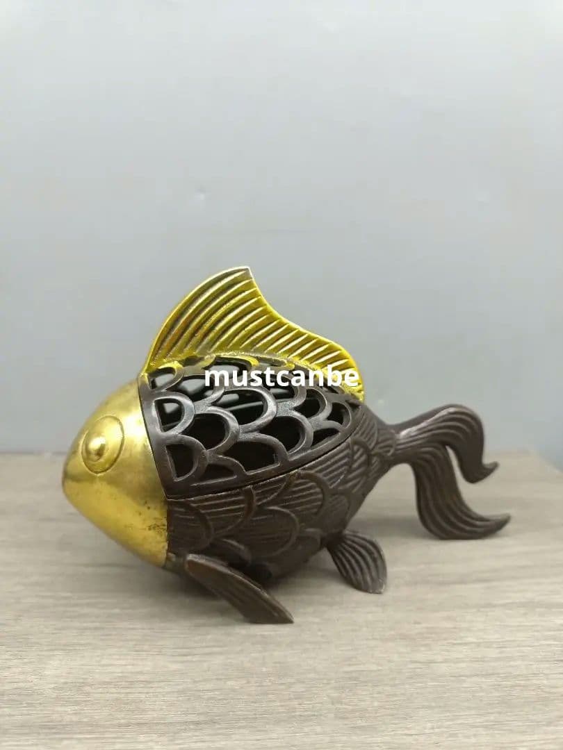 銅製 香炉 金魚薫香炉 室内香炉 茶台香道具 装飾品 工芸品 置物 香炉/香器『高岡銅器【鉄鉢形香炉/獅子蓋/古手色】銅製[空薫用]』竹中