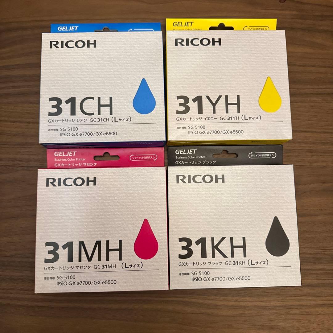 新品　純正RICOH 31シリーズ インクカートリッジ 4色セット RICOH GC31K/C/M/Y 中容量 Mサイズ 純正インクカートリッジ 4色セット