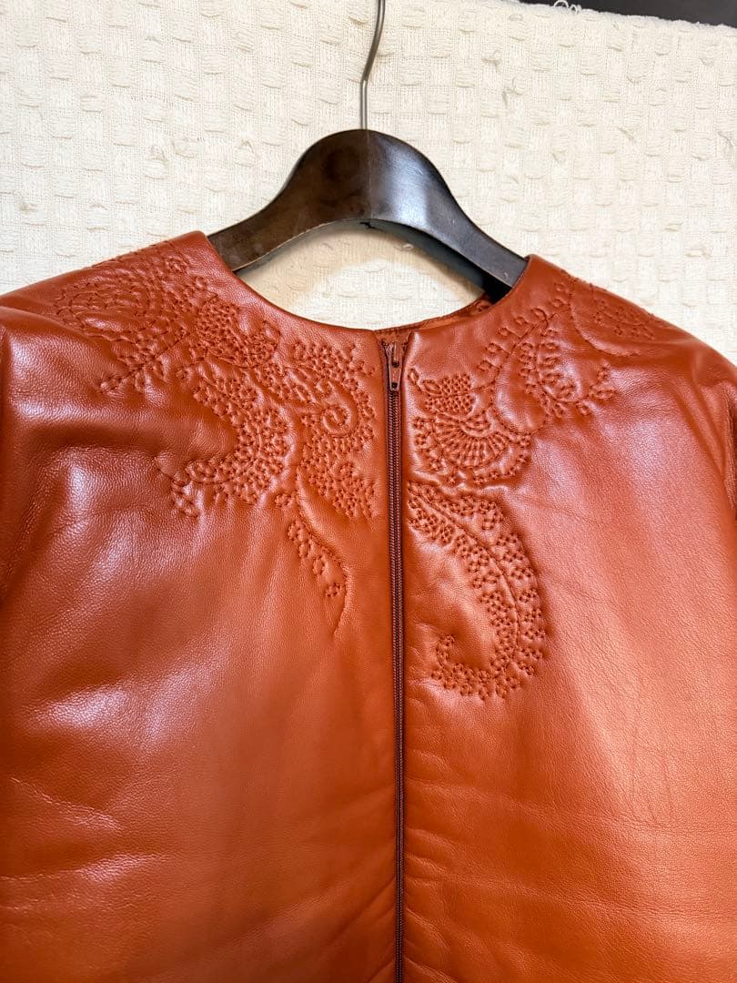 ジャンボールゴルティエ ブラウン 希少ステッチレザージャケット