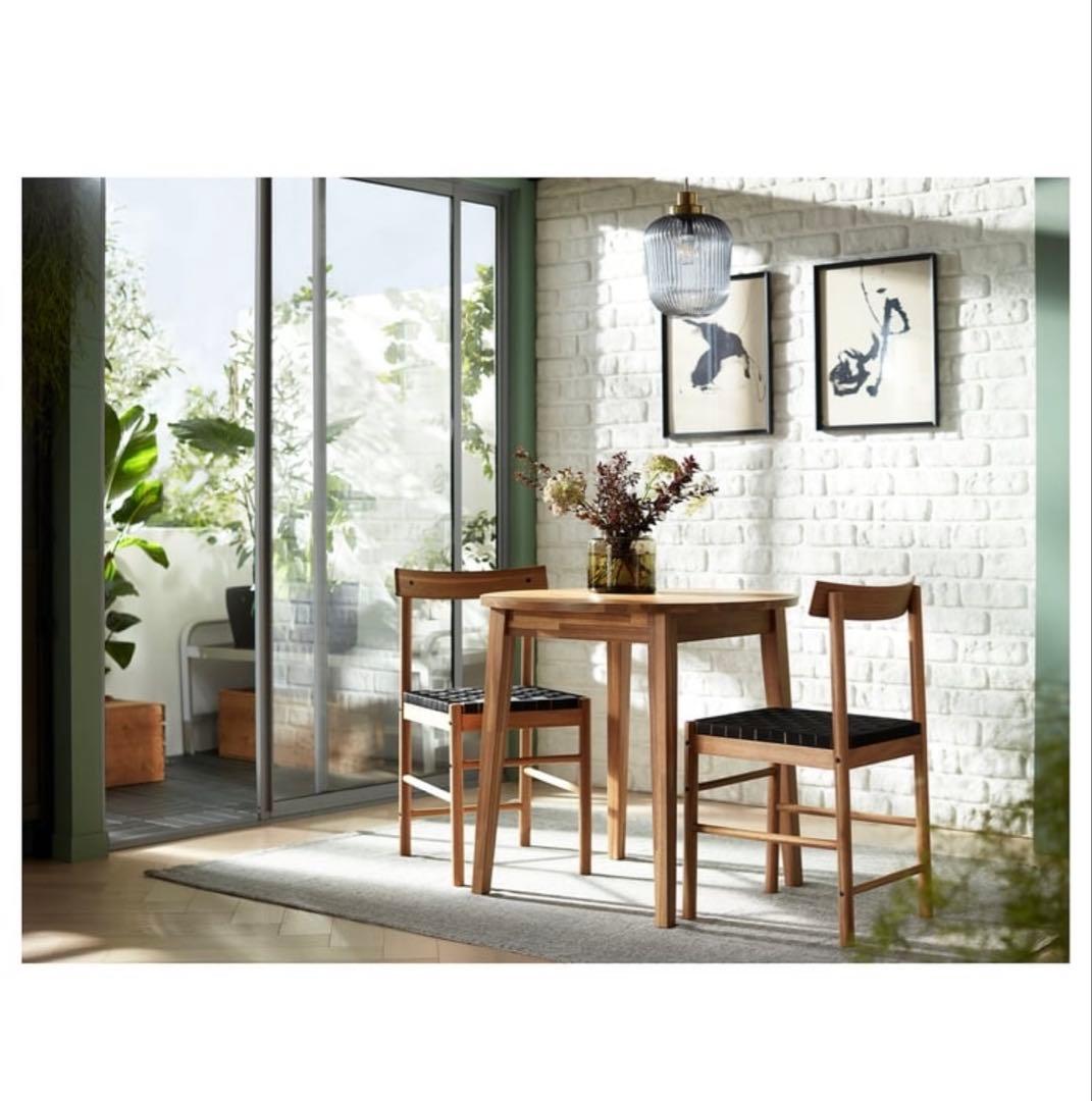 【引取り限定】NACKANÄS ナッカンネース テーブル チェア 2脚 IKEA NACKANÄS ナッカンネース テーブル, アカシア材, 80 cm - IKEA