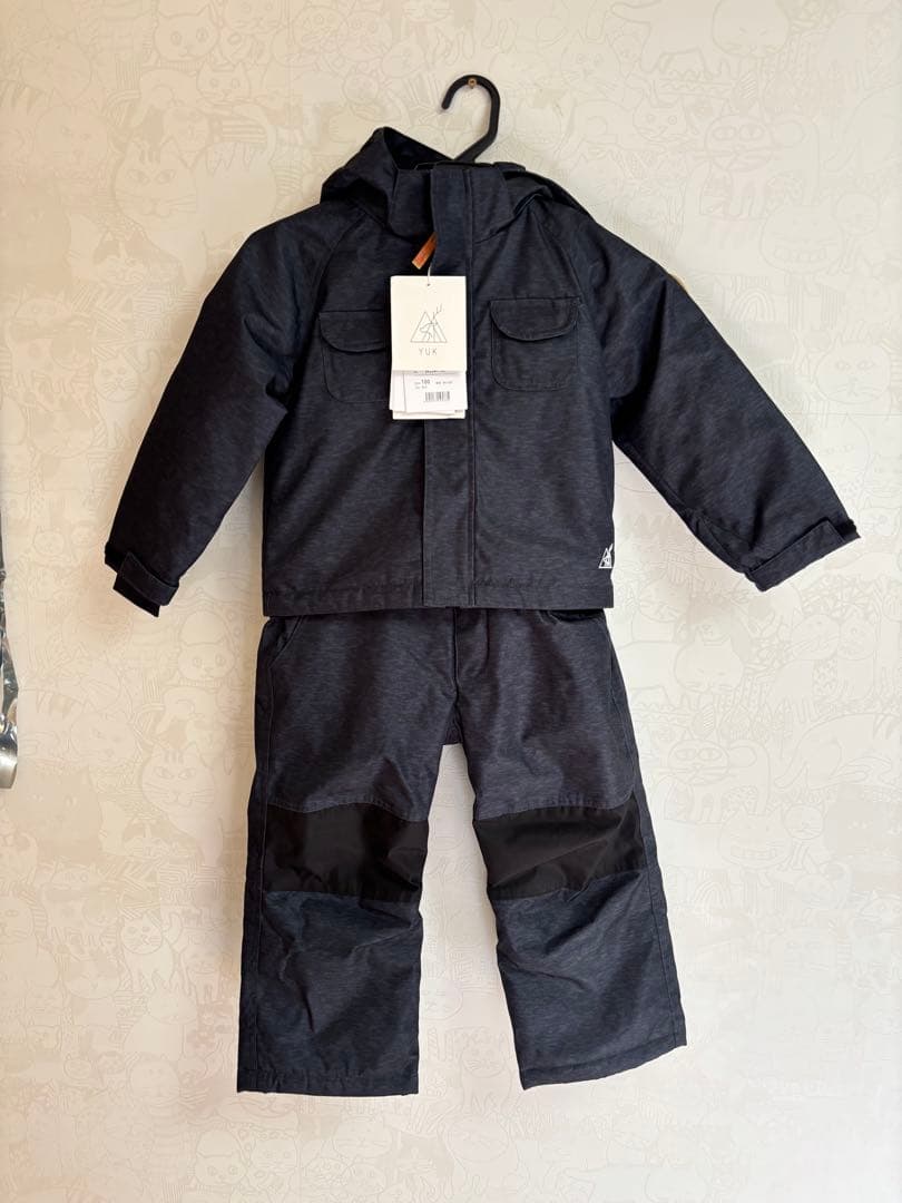 YUK スキーウェア ブラック 100 YUK スキーウェア 超撥水 キッズ 100cm-130cm｜yuk公式ショッピングサイト